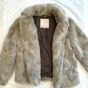 Aritzia Sunday Best Beige Faux Fur Coat